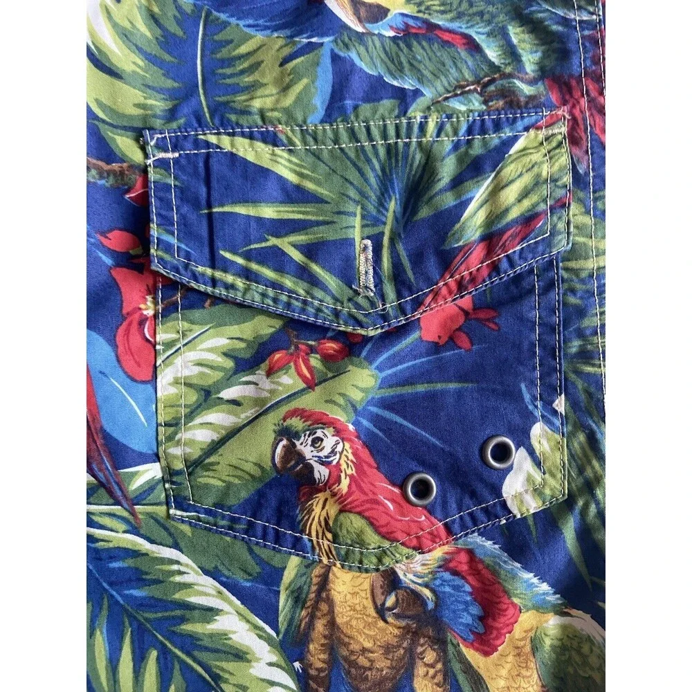 Polo Ralph Lauren Mens 7-1/4-Inch Classic-Fit Swim Trunks Size 38 Parrot Tropics